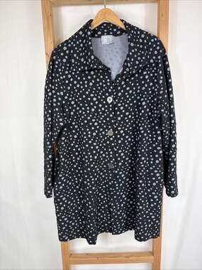 Chalet USA Black White Polka Dot Button Down Pockets Jacket Size 1X